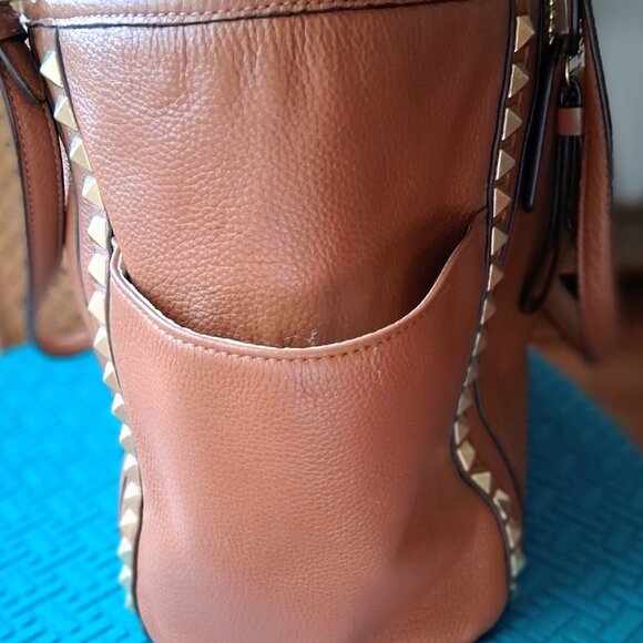 NEW COACH TAN LEATHER HANDBAG GOLD HARDWARE GOLD GROMMETS COACH BOX - Picture 5 of 11